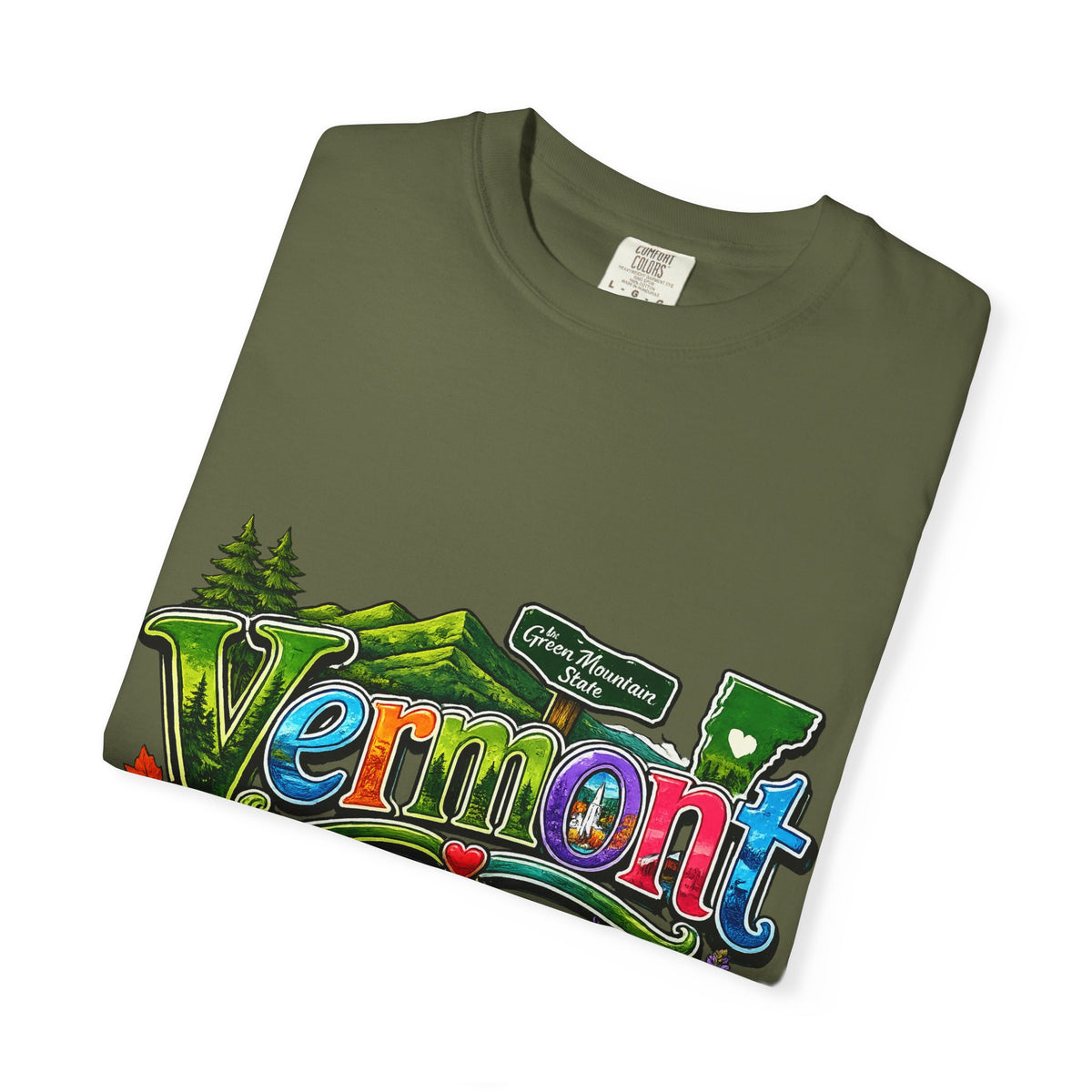 Vermont postcard collage T-shirt | State travel design