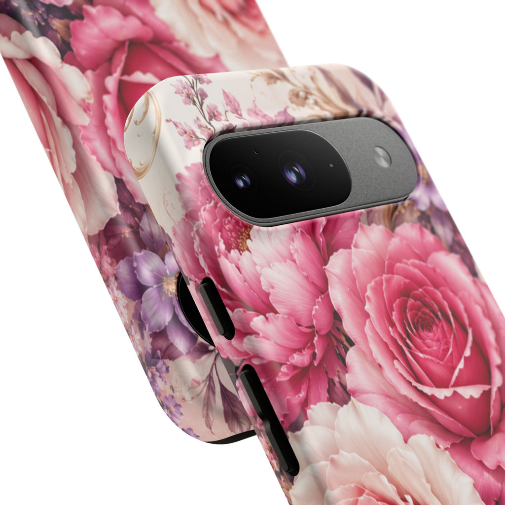 Pink Vintage Roses phone case | floral iPhone cover