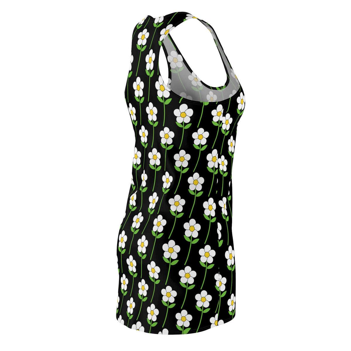 Daisy Chain Racerback Dress — Black Floral All-Over Print