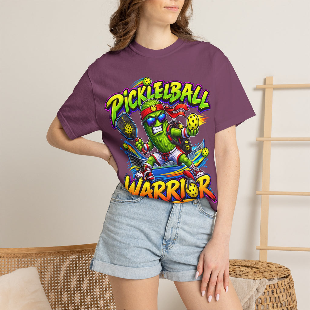 Pickleball Warrior T-Shirt | Cartoon Pickle Player Graphic