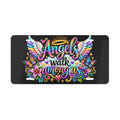Angels Walk Among Us Vanity Plate | Rainbow Wings, Floral Memorial License Plate