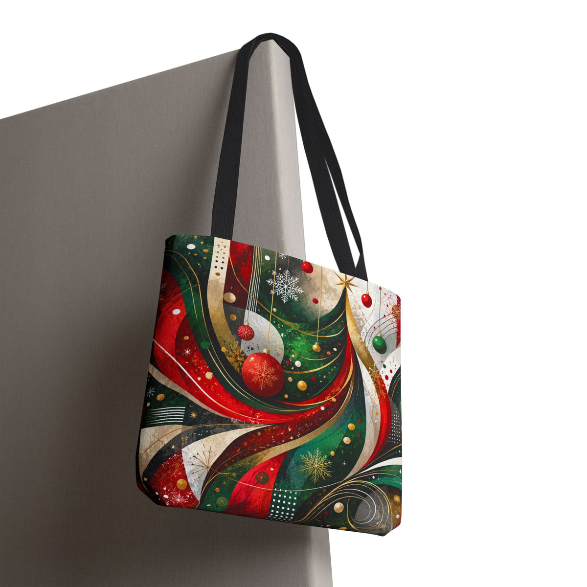 Abstract Retro Christmas Ornaments Tote Bag | Holiday Swirl Pattern