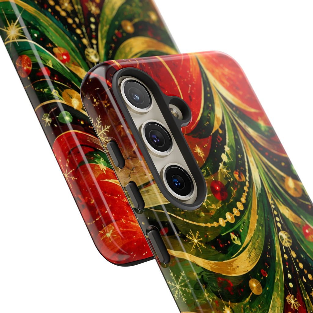 Christmas Tree Tough Phone Case — Festive Red & Green Holiday Phone Cover