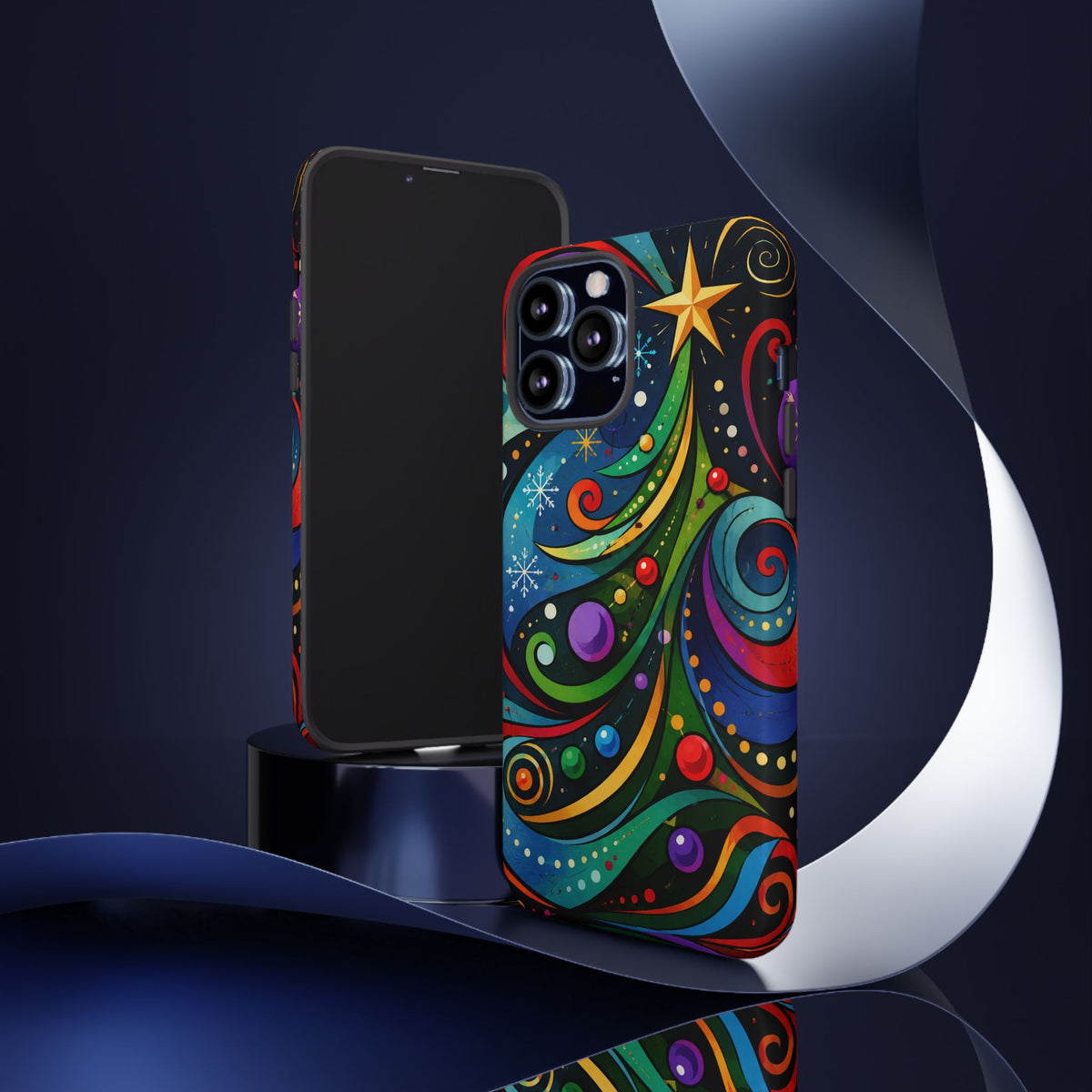 Colorful Swirl Christmas Tree Tough Phone Case