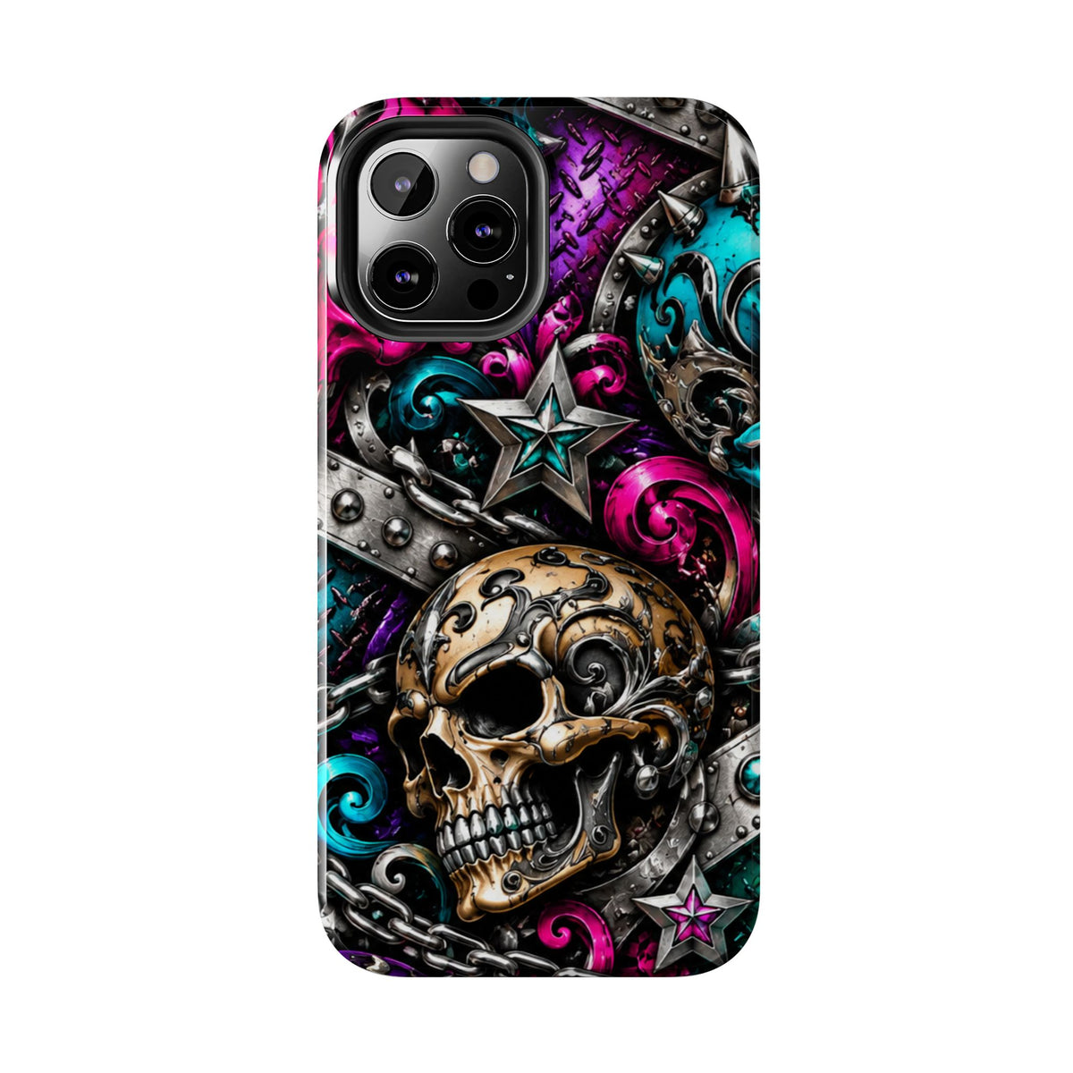Skull & Stars Tough Phone Case | Colorful Gothic Skull Phone Case