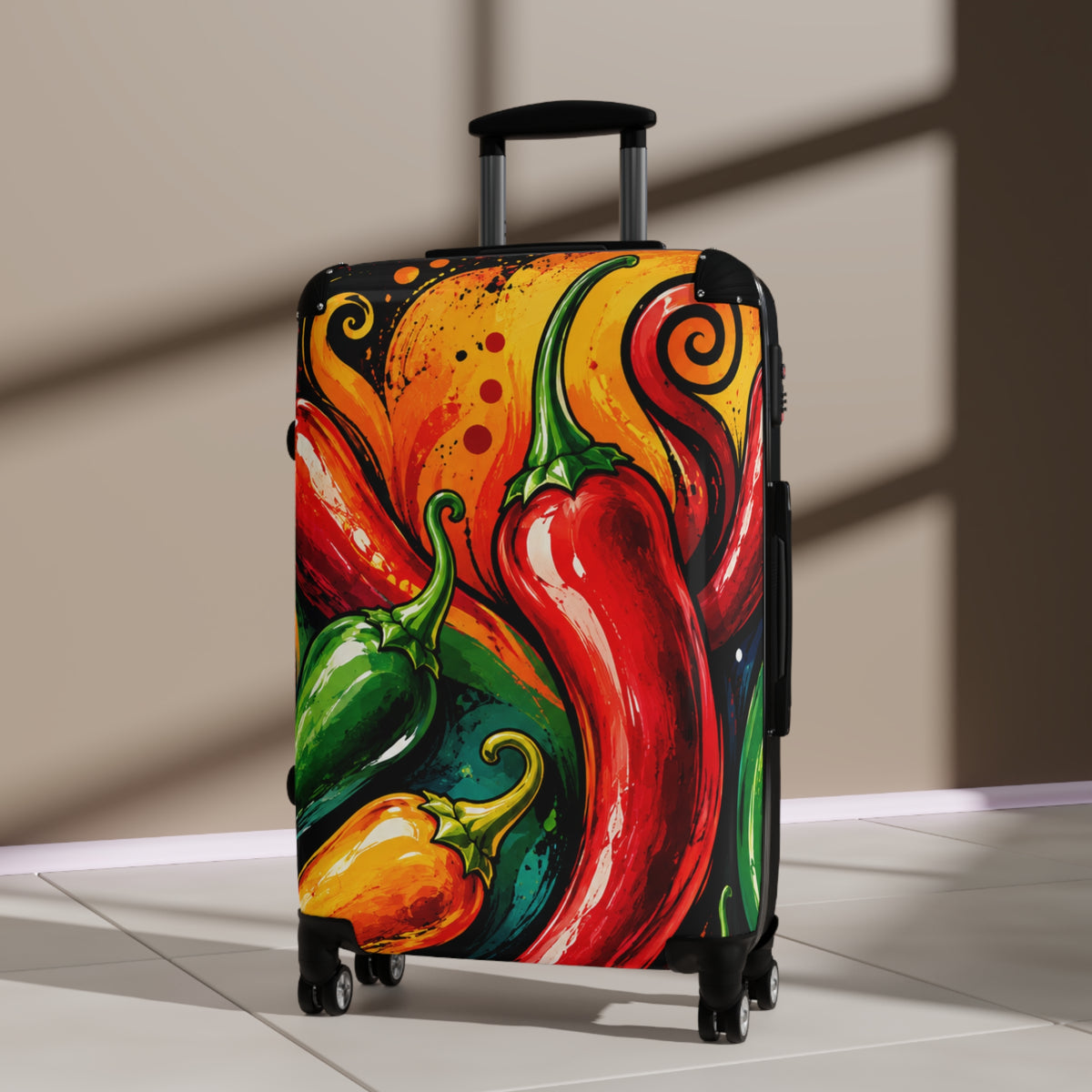Chili Pepper Carry-On Suitcase — Vibrant Spicy Travel Luggage