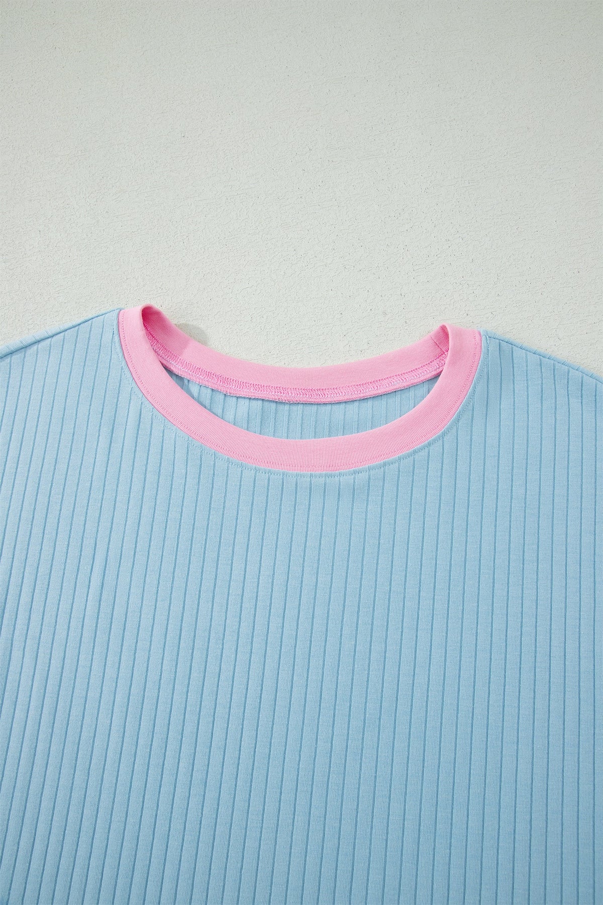 Colorblock Trim Ribbed Top & Shorts Set
