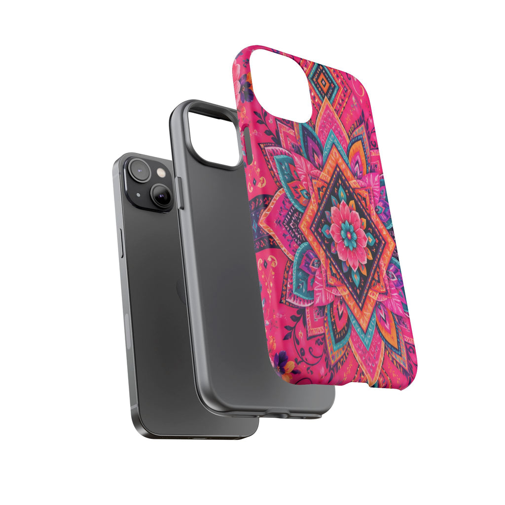 Floral Mandala Tough Phone Case — Pink Boho Protective Cover