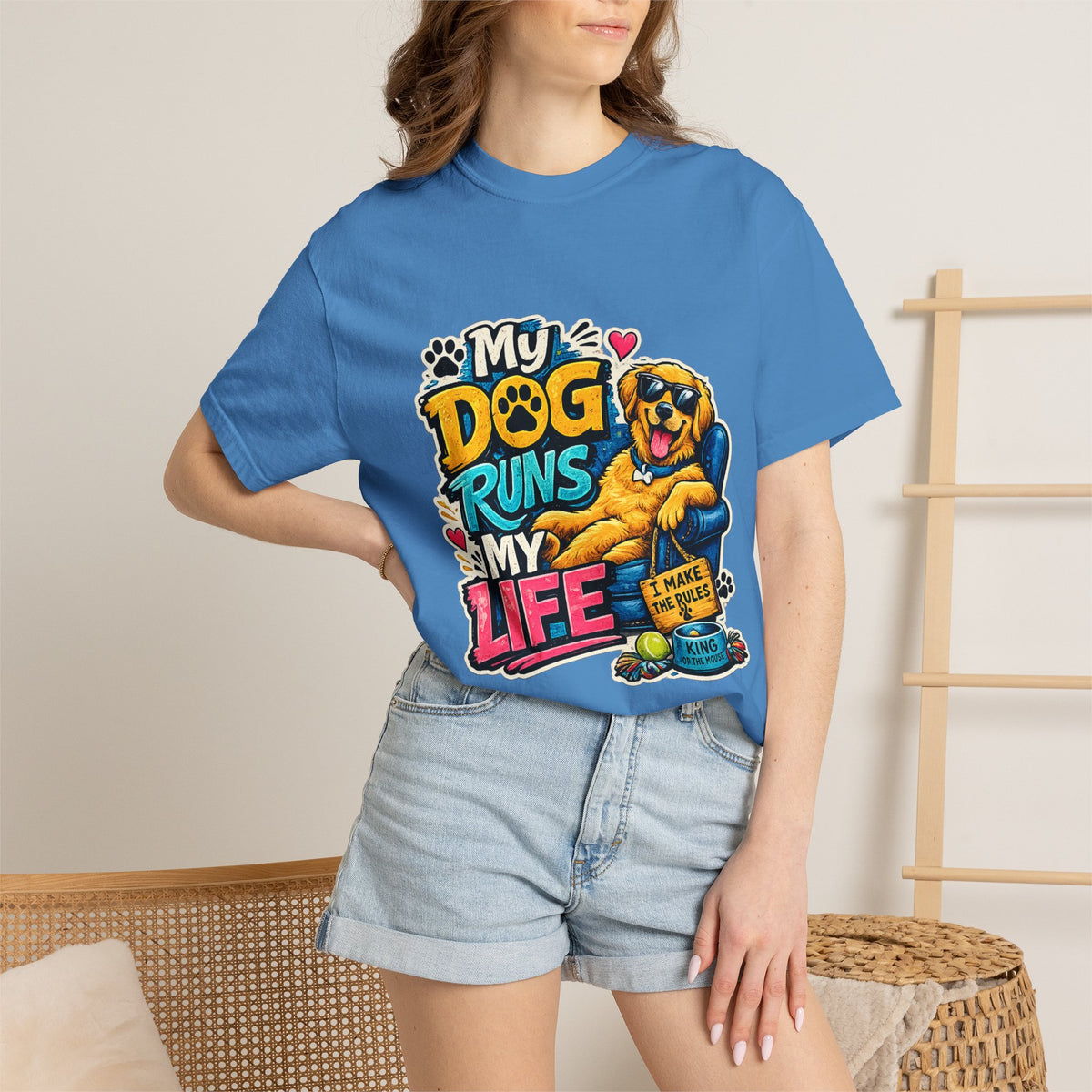 My Dog Runs My Life T-shirt | Funny Dog Lover Tee