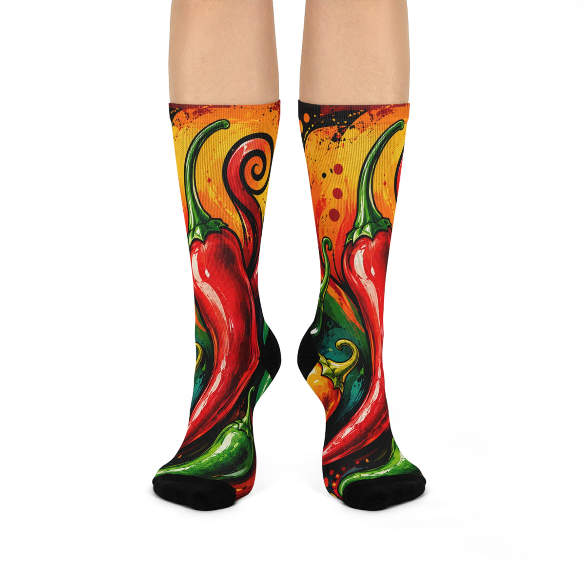 Spicy Chili Pepper Crew Socks — Colorful Artful Comfort