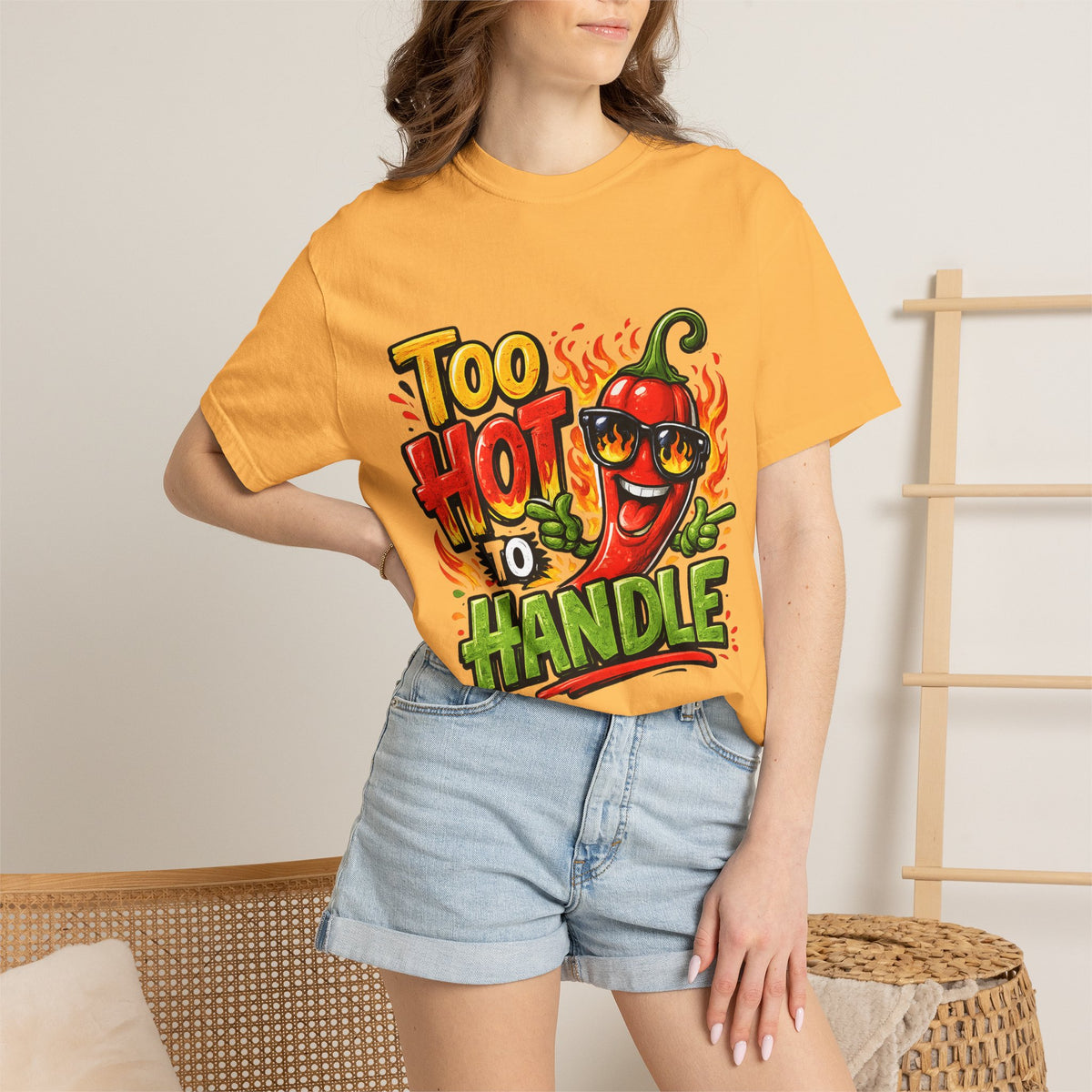 Too Hot to Handle pepper graphic T-shirt | spicy chili design