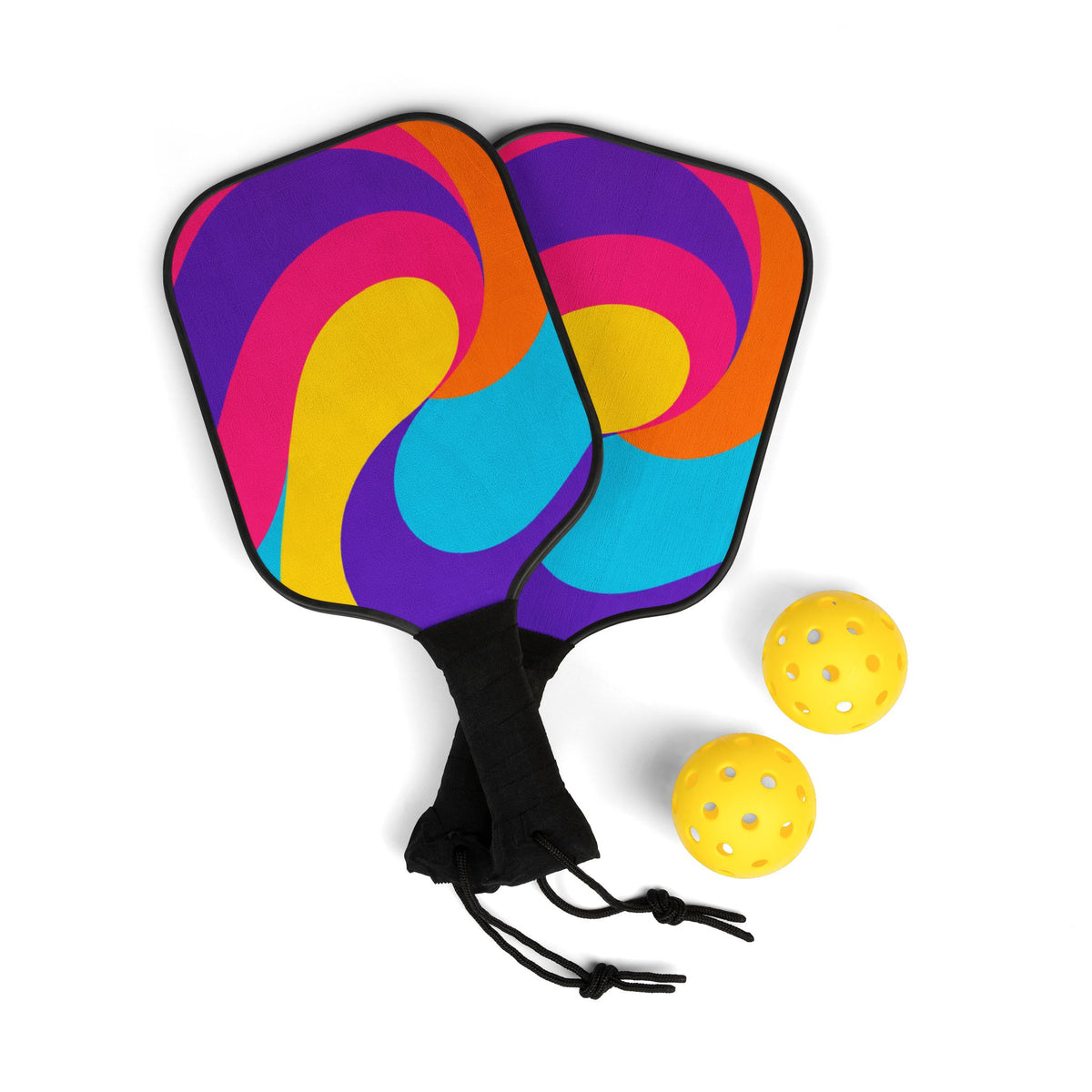Pickleball Paddles — Retro Swirl Pickleball Kit (2 Paddles + Balls)