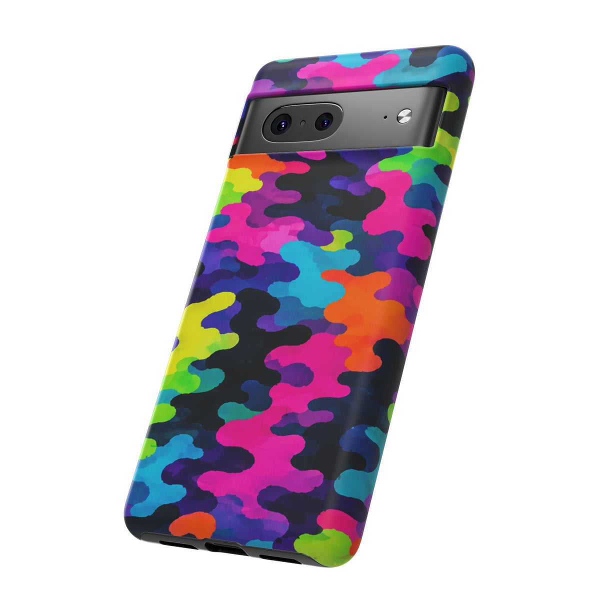 Neon Camo Tough Phone Case — Bright Rainbow Protective iPhone Cover