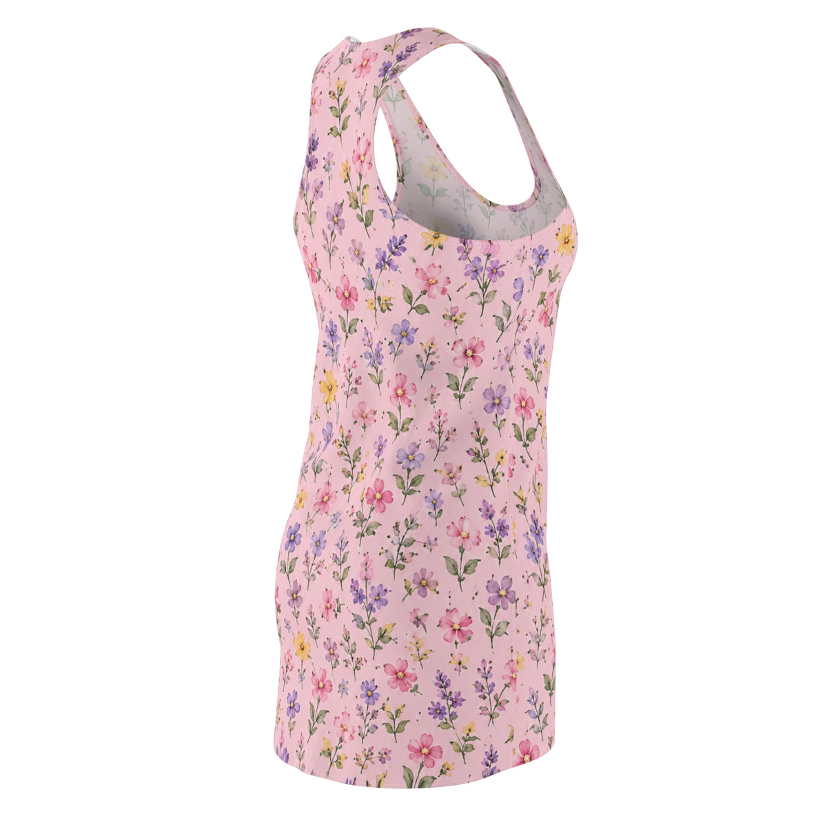Floral Pink Racerback Dress — Pastel Wildflower Summer Sundress