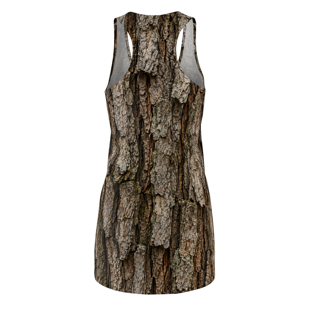 Bark Print Racerback Dress — Rustic Tree Bark All-Over Print