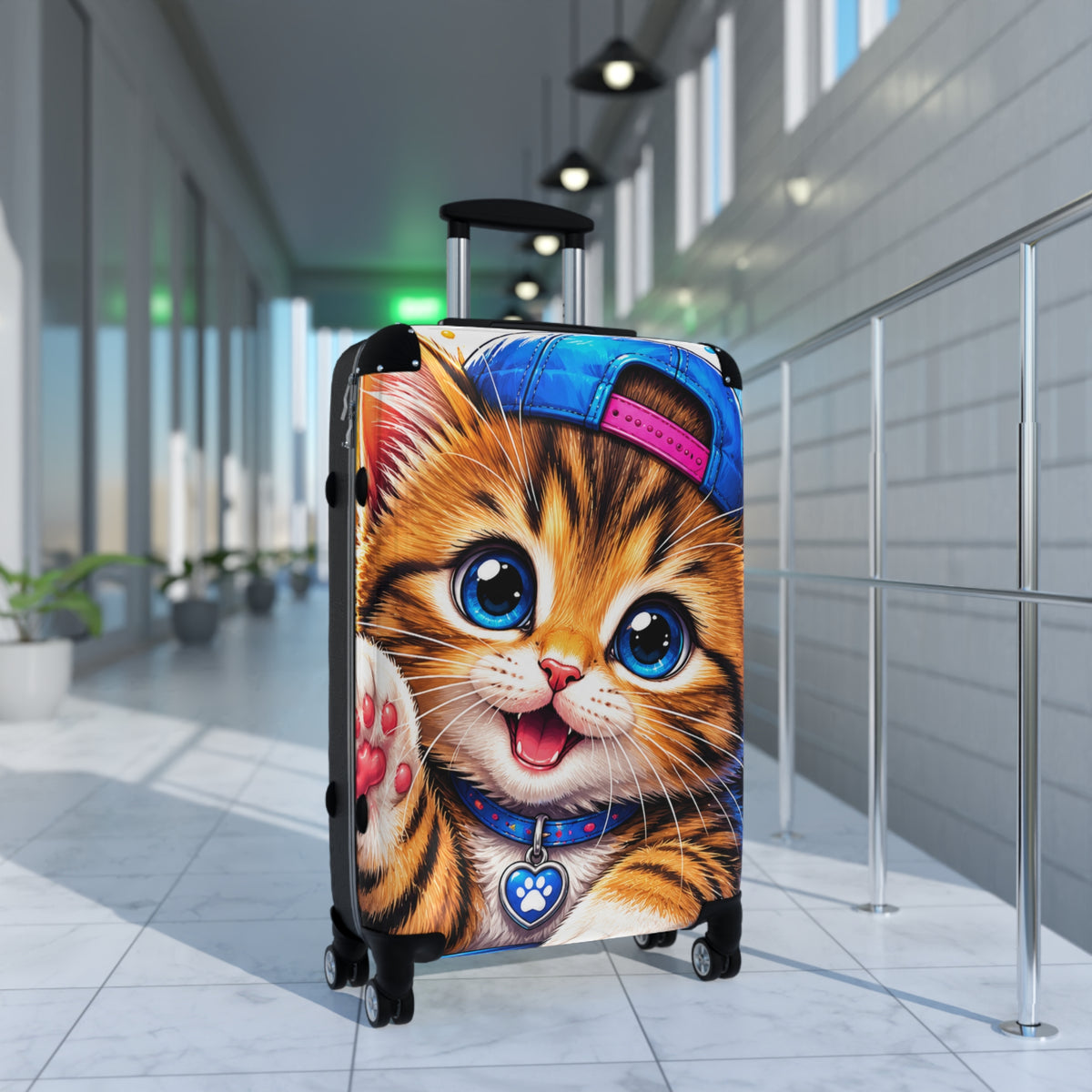 Cute Kitten Carry-On Suitcase – Cartoon Cat Travel Luggage