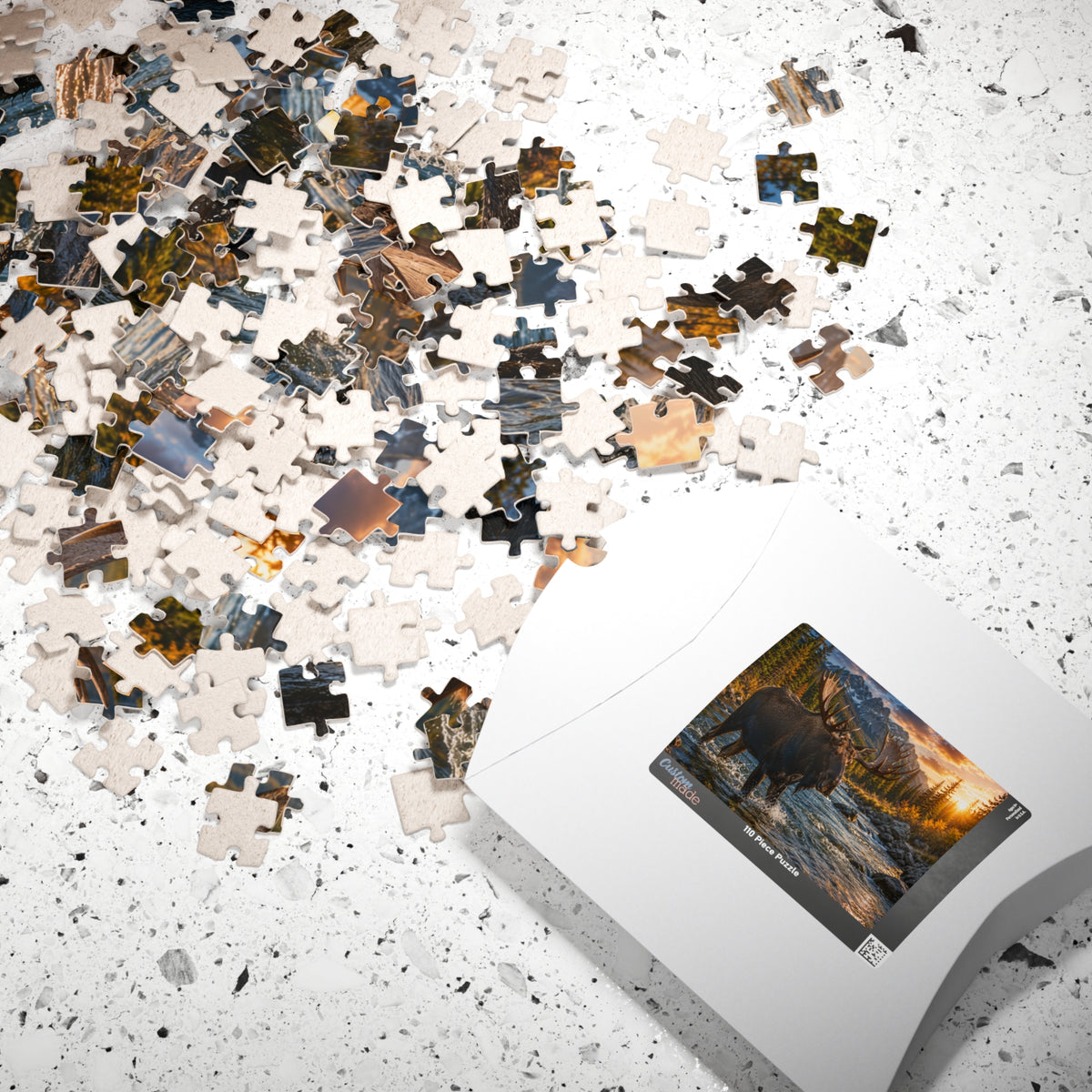 Moose River Sunset Puzzle — Scenic Nature Jigsaw (110–1014 pc)