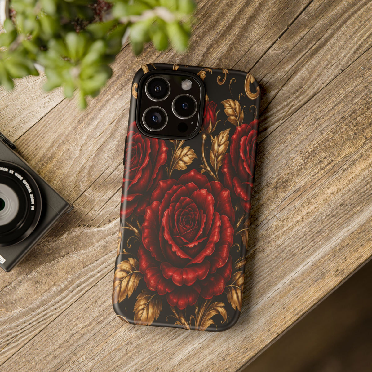 Tough Cases — Vintage Red Rose Floral Phone Case