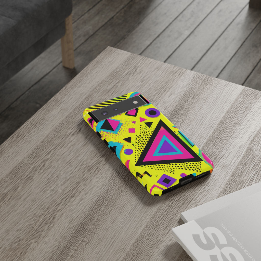 Retro 80s Geometric Phone Case — Neon Memphis Triangle Design