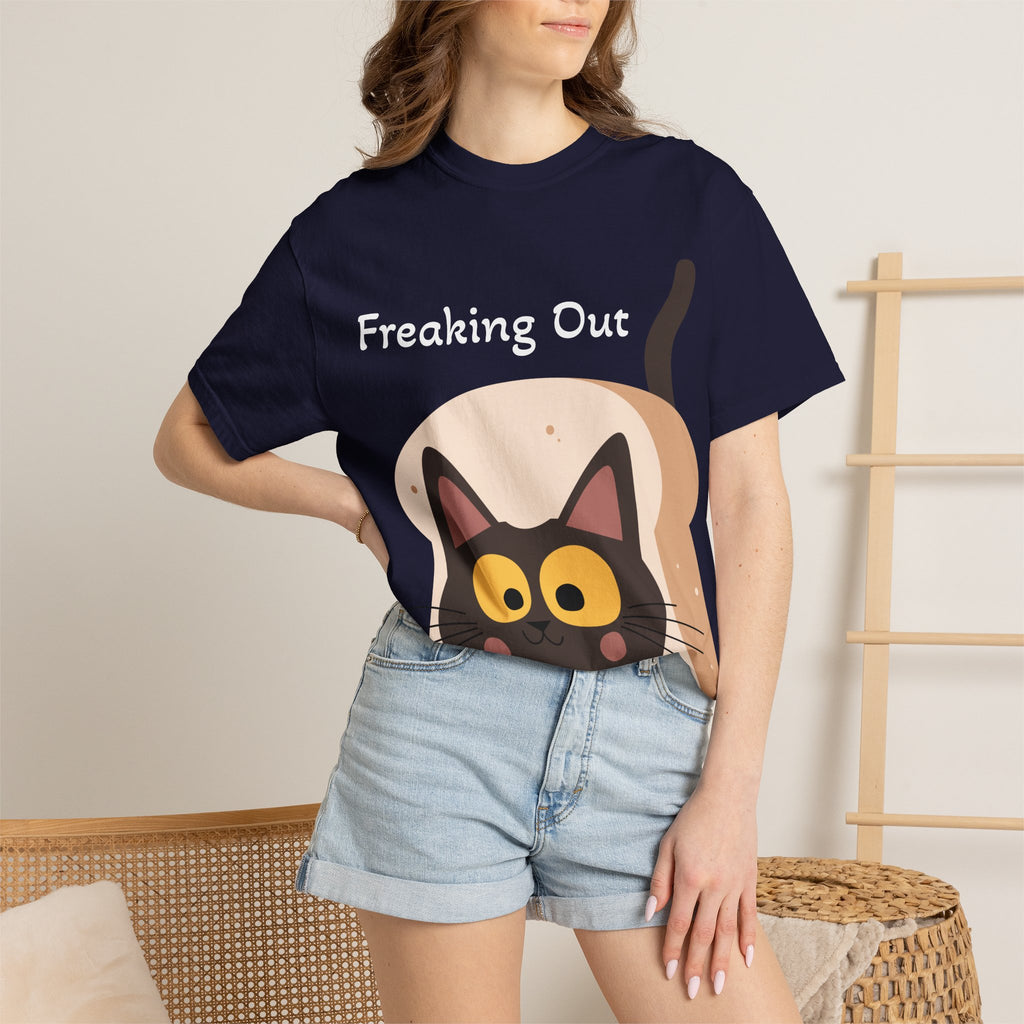 Black Cat in Toast T-Shirt | Cute Kawaii Kitty Illustration