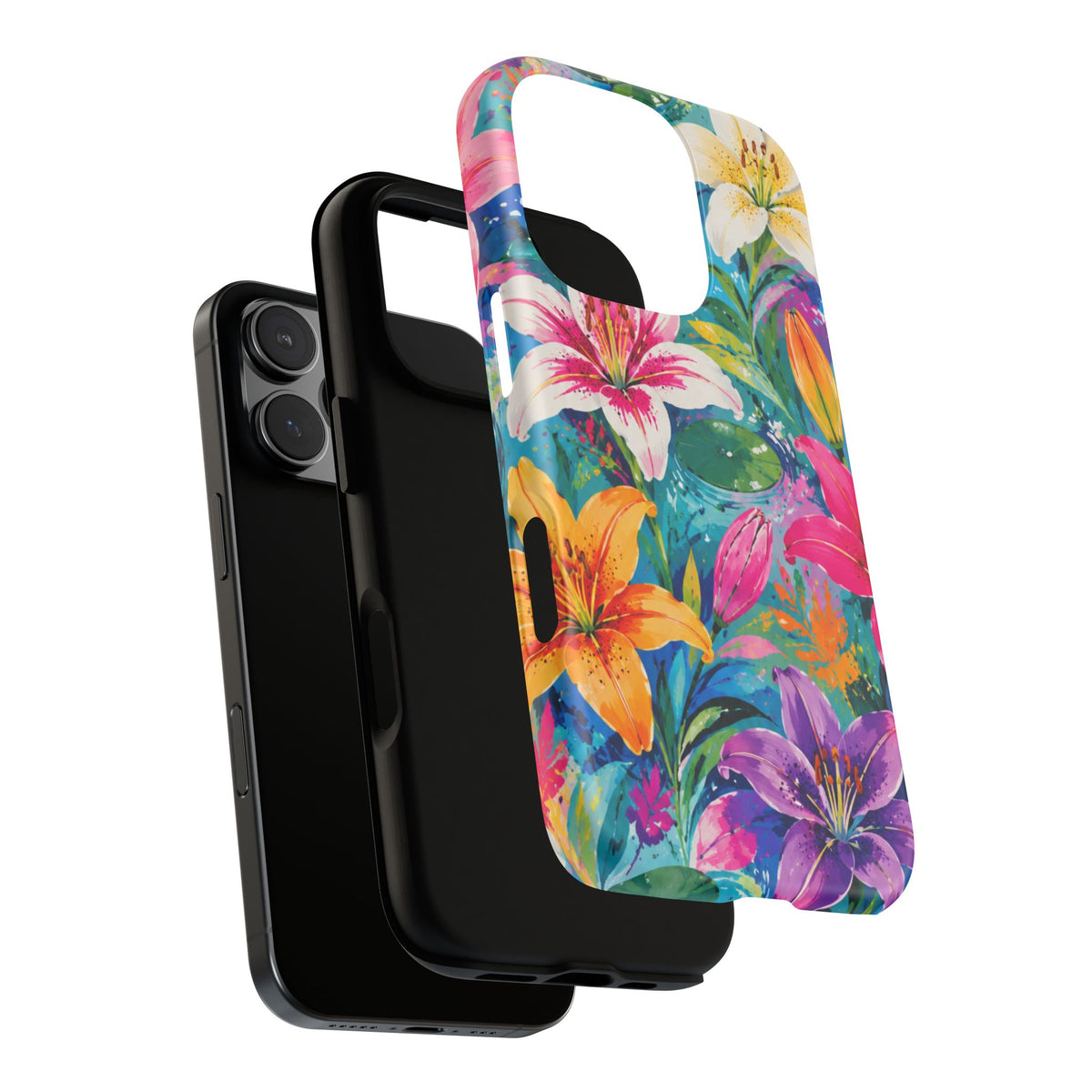 Floral Lily Tough Phone Case — Colorful Tropical Flower Protective Cover