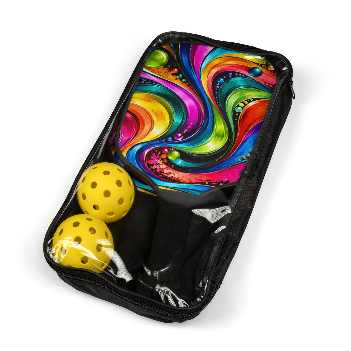 Pickleball Paddles Set – Colorful Swirl Design Kit with 2 Paddles & Balls