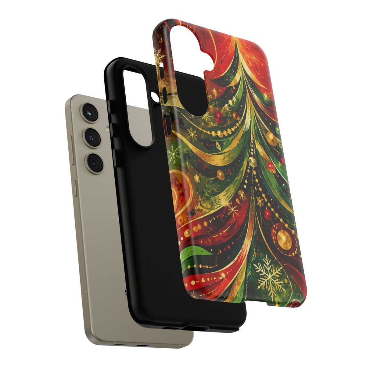 Christmas Tree Tough Phone Case — Festive Red & Green Holiday Phone Cover