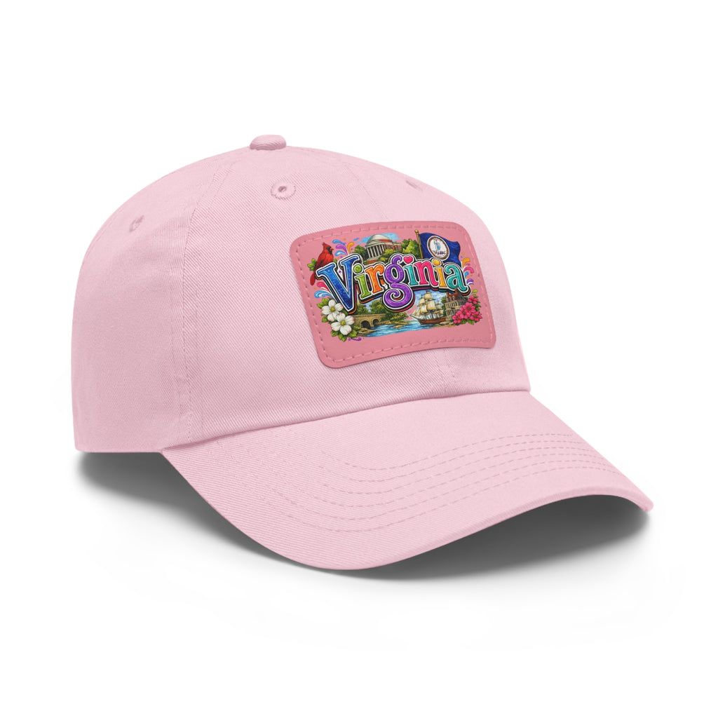 Virginia Postcard Patch Dad Hat | Leather Rectangle State Patch