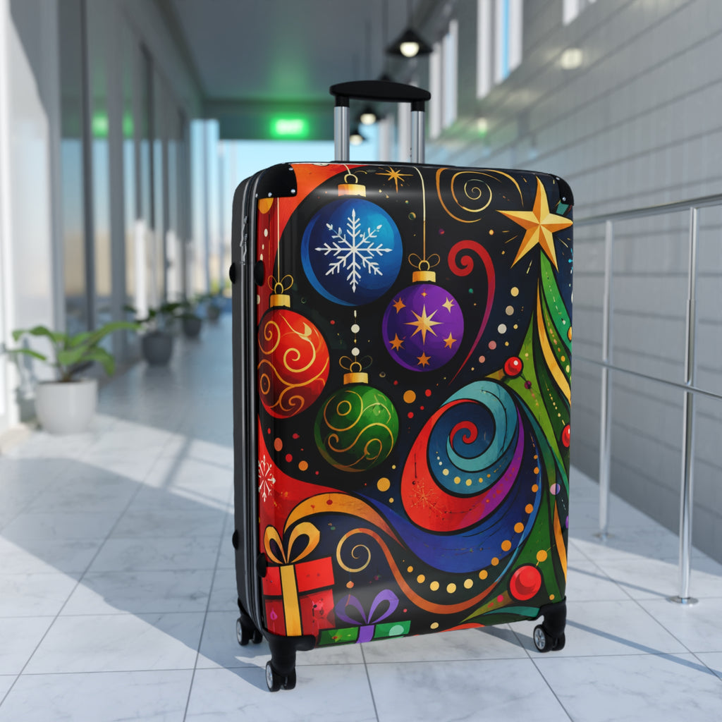 Holiday Ornaments Colorful Christmas Suitcase – Festive Travel Luggage