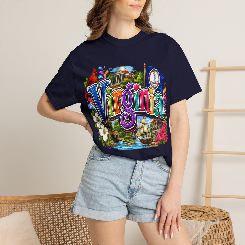 Virginia Vintage Postcard T-Shirt | State Scenic Illustration