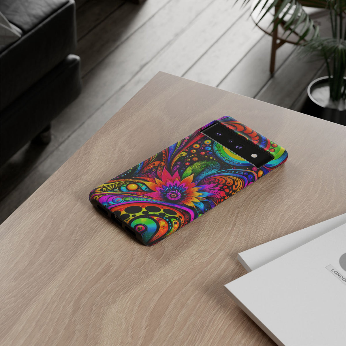 Psychedelic Floral Phone Case — Vibrant Swirl Tough Protective Cover