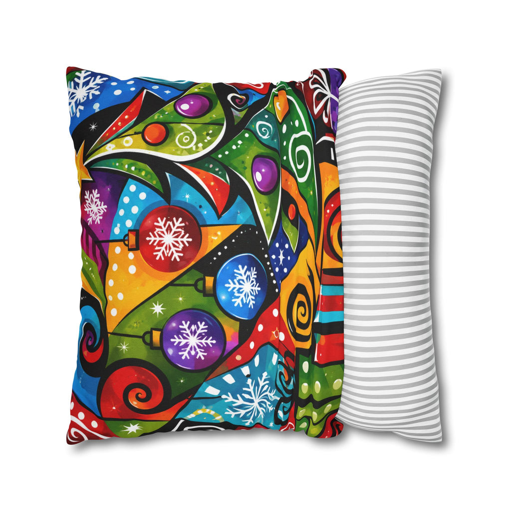 Colorful Abstract Christmas Tree Pillowcase — Festive Holiday Throw Pillow Cover