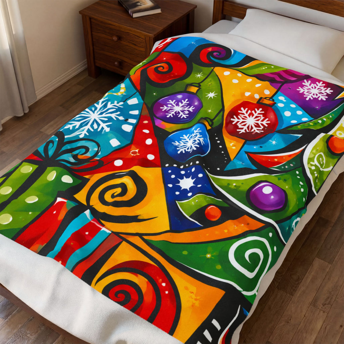 Christmas Ornaments Velveteen Plush Blanket