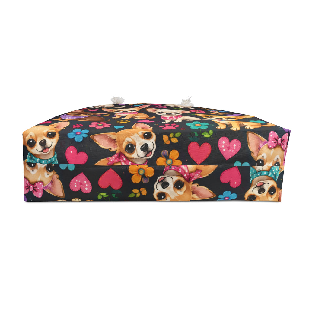 Chihuahua Pattern Weekender Bag | Cute Puppies, Hearts & Flowers