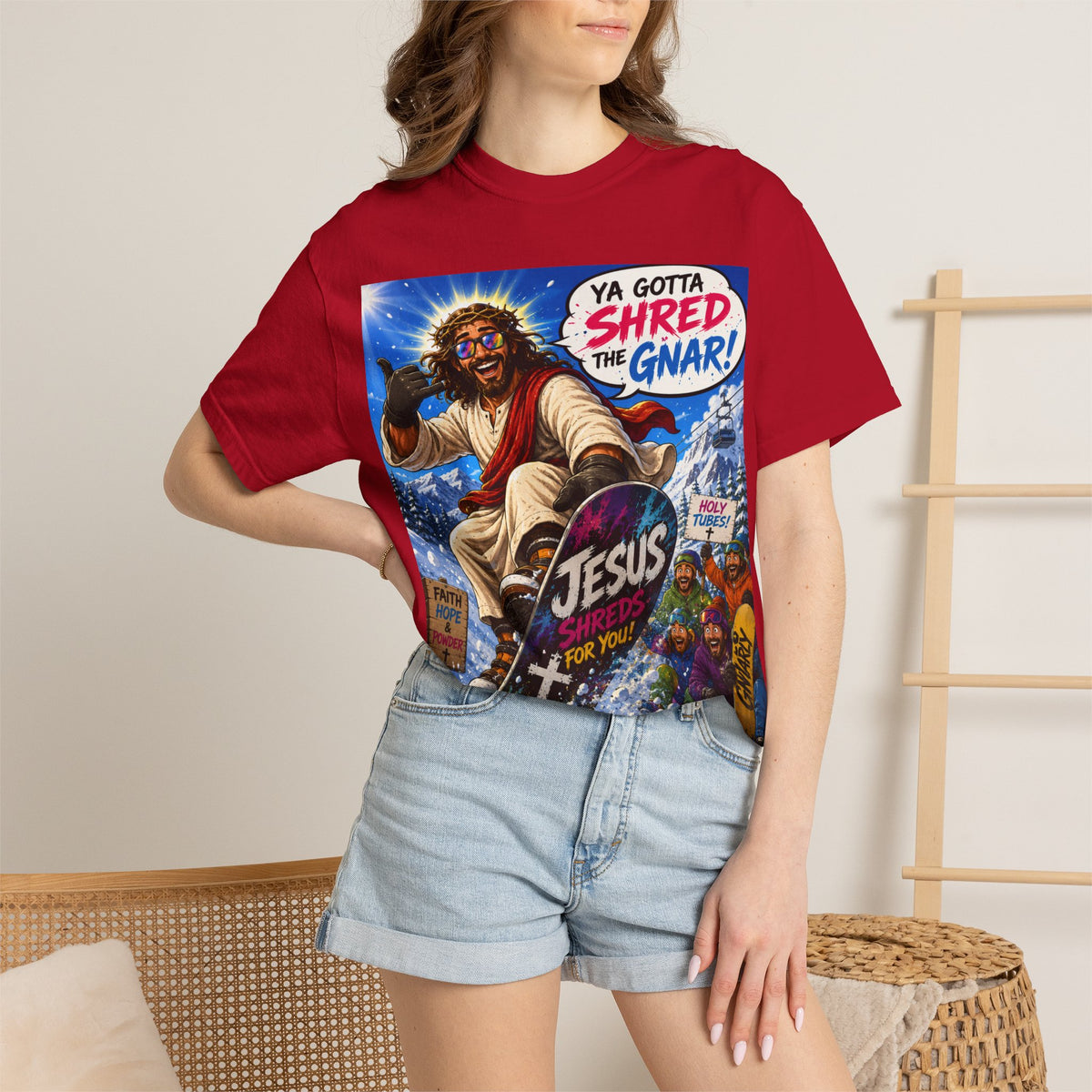 Jesus Skateboarding Shred the Gnar T-shirt | Christian Skateboard Design