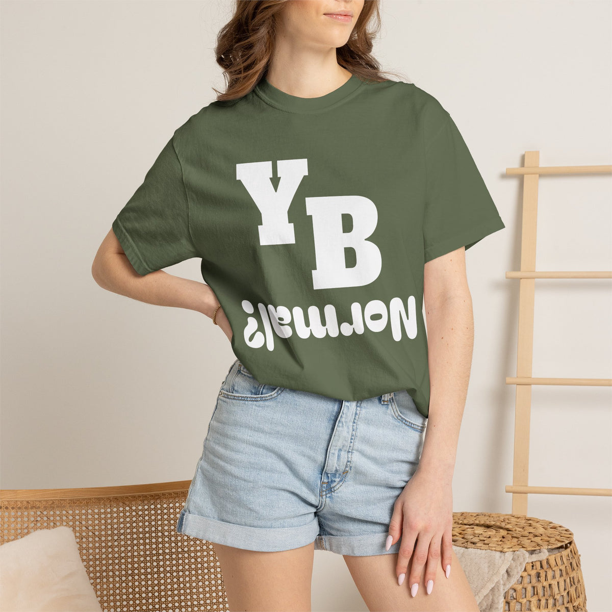 Funny 'YB ¿Normal?' Graphic T-Shirt — Upside-Down Retro Typography Tee