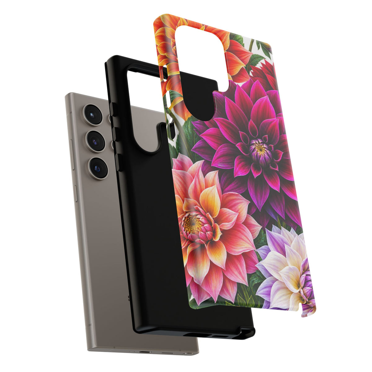 Floral Dahlia Tough Phone Case — Vibrant Protective Floral Phone Cover