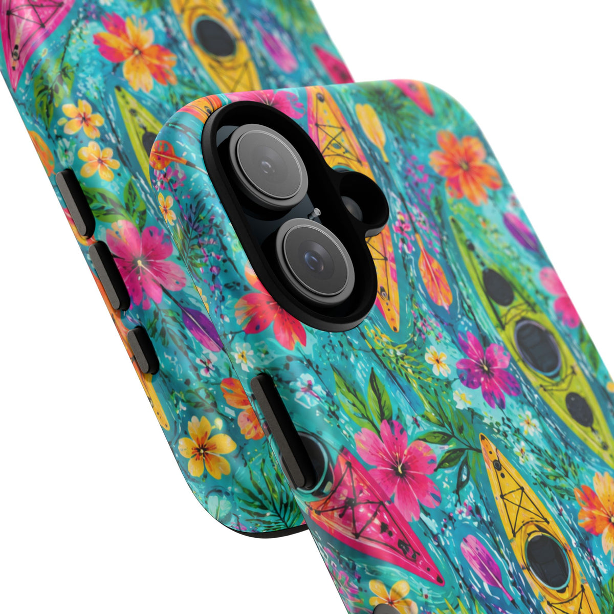 Tropical Kayak Phone Case – Colorful Floral Waterproof Pattern