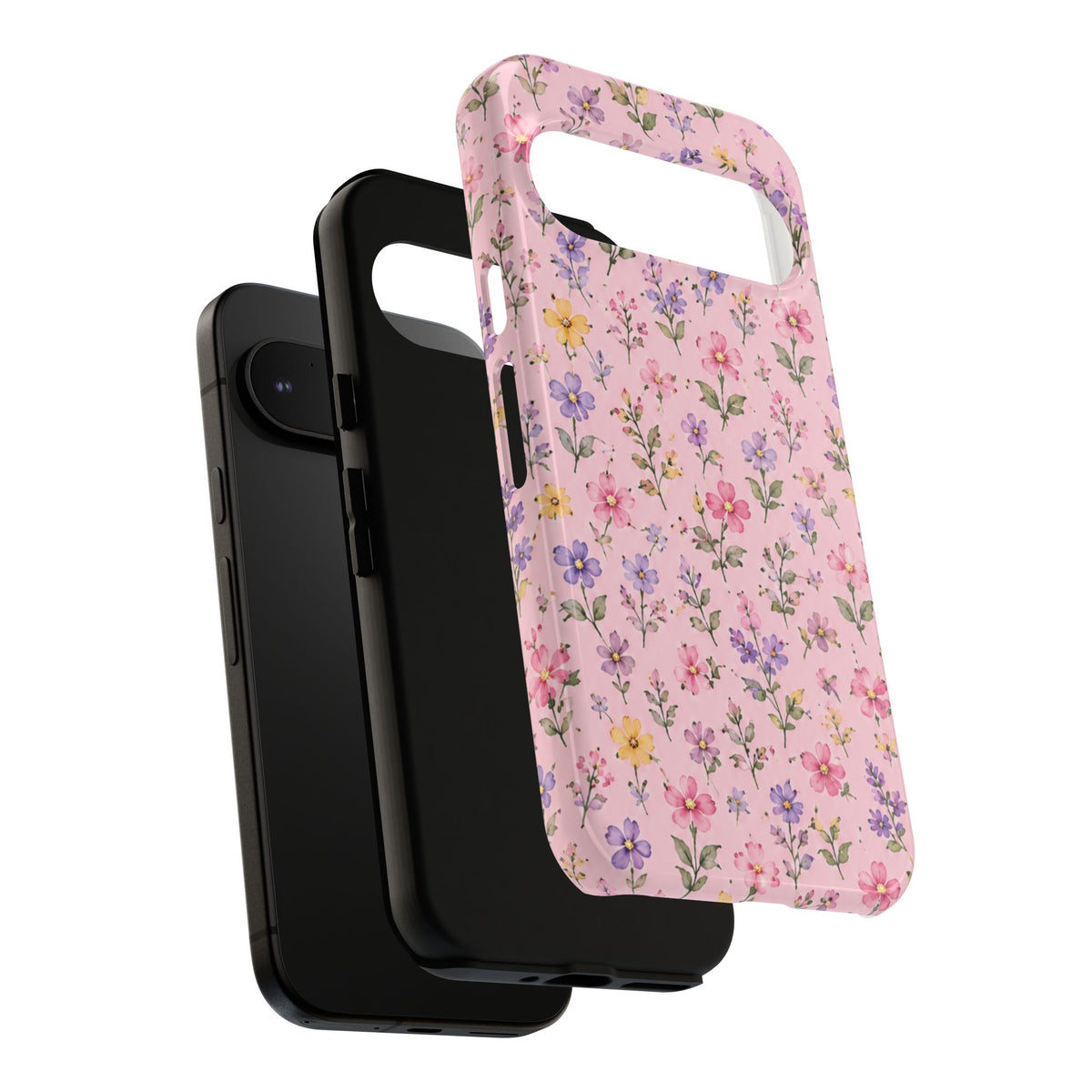 Floral Pink Tough Phone Case — Pastel Wildflower Protective Case