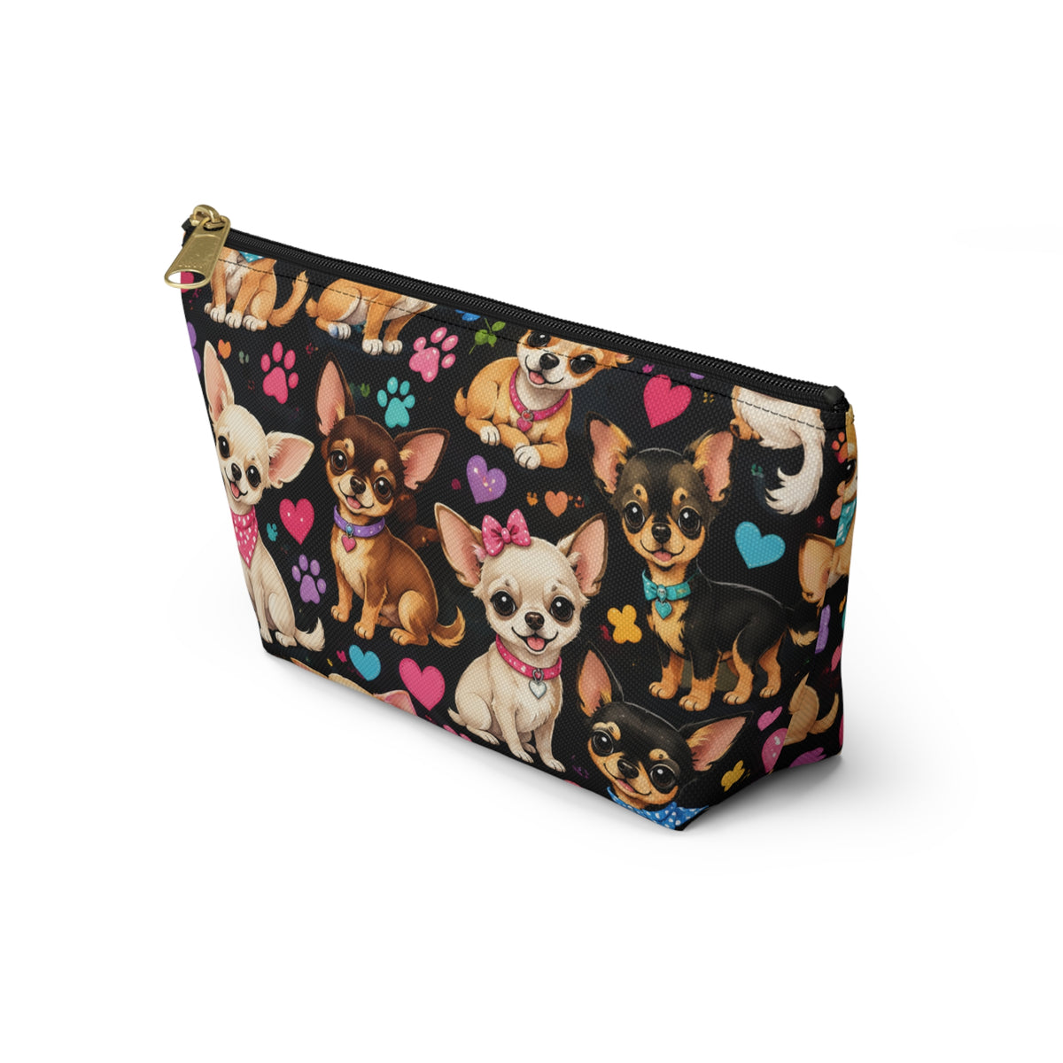 Chihuahua Pattern Accessory Pouch | T-Bottom Cosmetic Bag