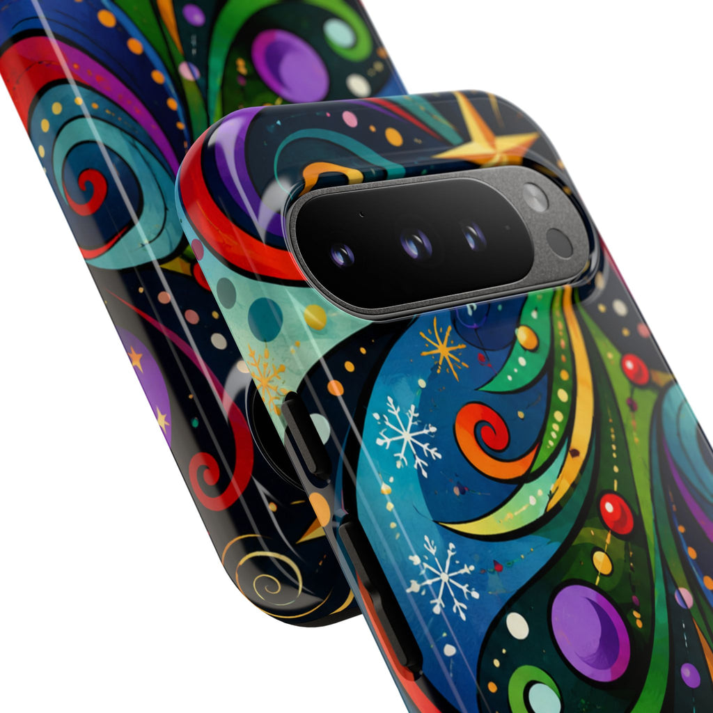 Colorful Swirl Christmas Tree Tough Phone Case