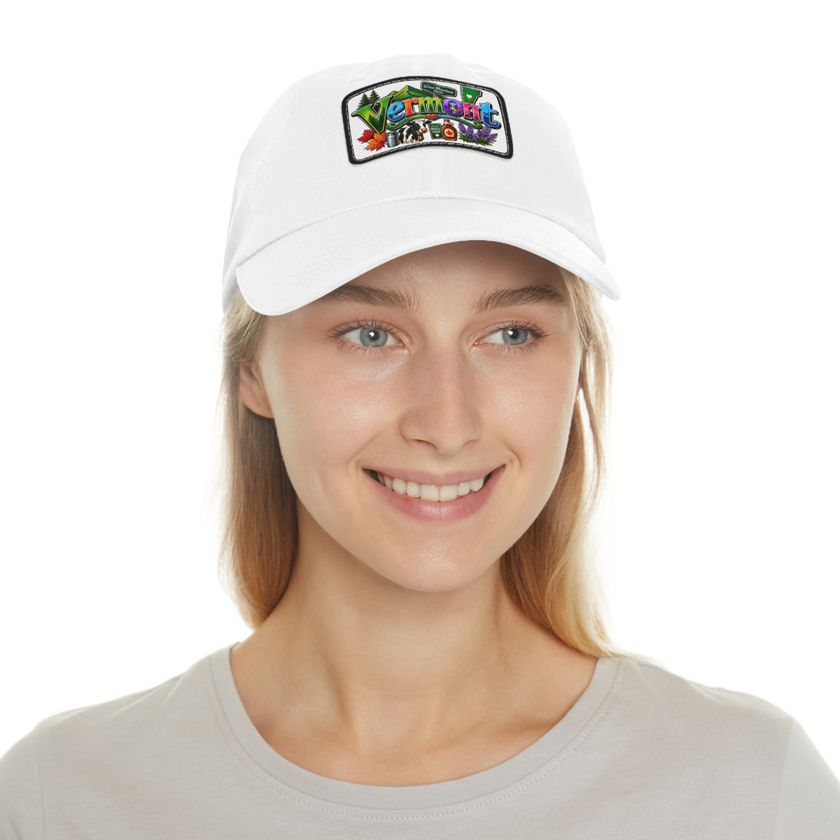 Vermont Patch Dad Hat | Leather Rectangle Patch, State Travel Cap