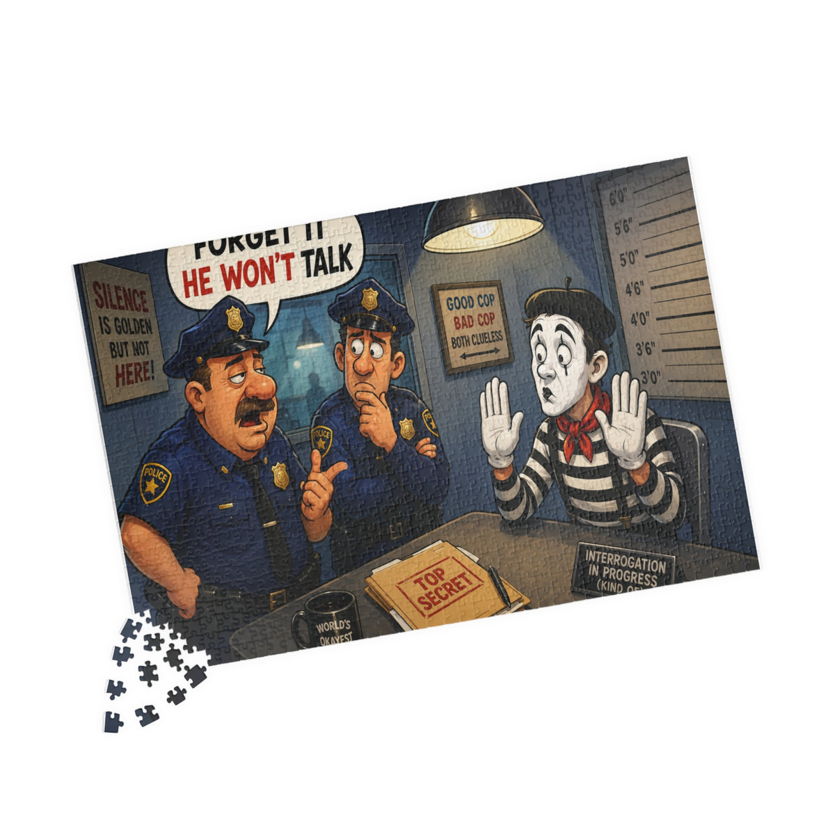 Silent Mime Interrogation Puzzle | Funny Police Cartoon Jigsaw