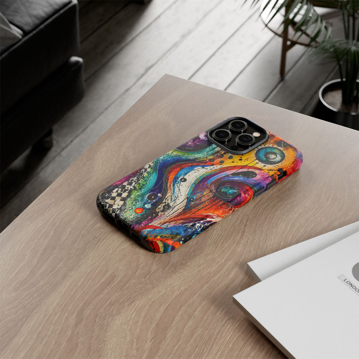 Abstract Cosmic Swirl Phone Case — Colorful Artistic iPhone Tough Case