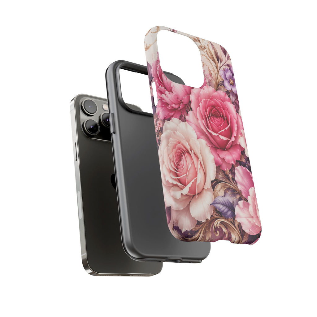 Pink Vintage Roses phone case | floral iPhone cover
