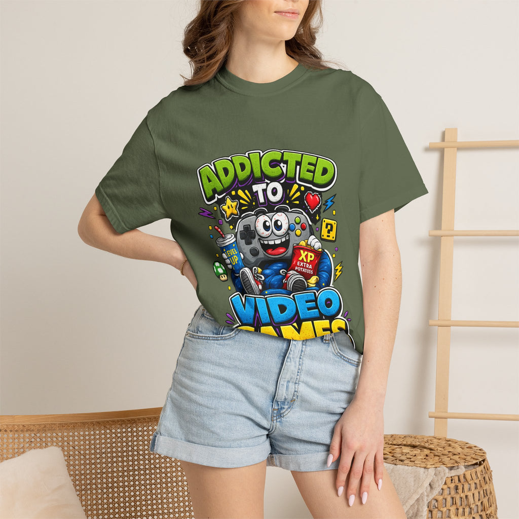 Addicted to Video Games T-Shirt | Gamer Controller Graphic Tee