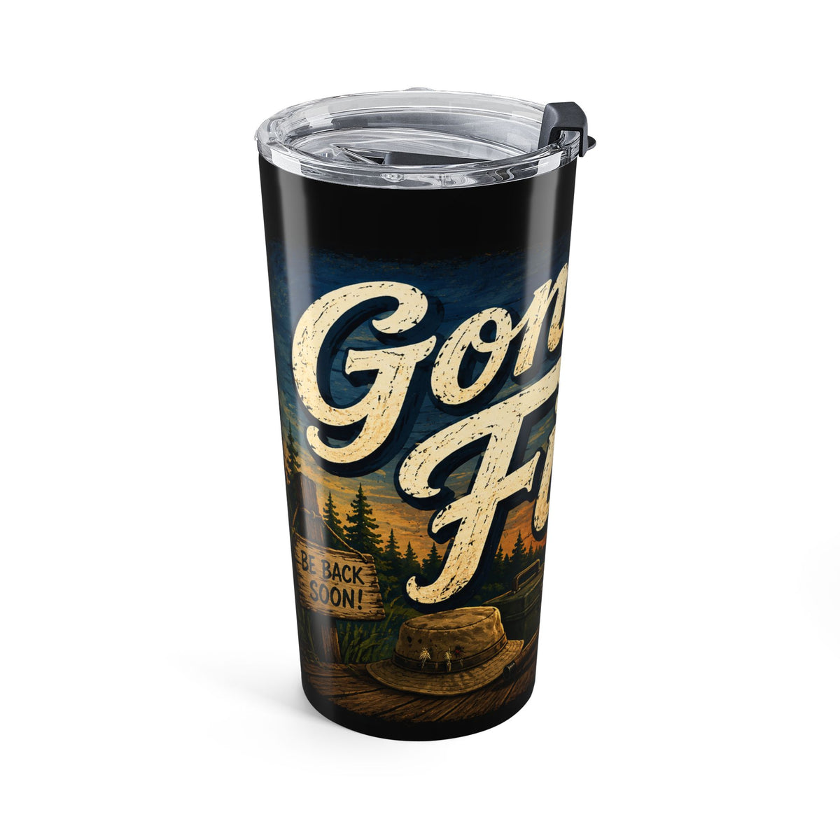 Gone Fishin' Tumbler 20oz | Fishing Lake Cabin Design