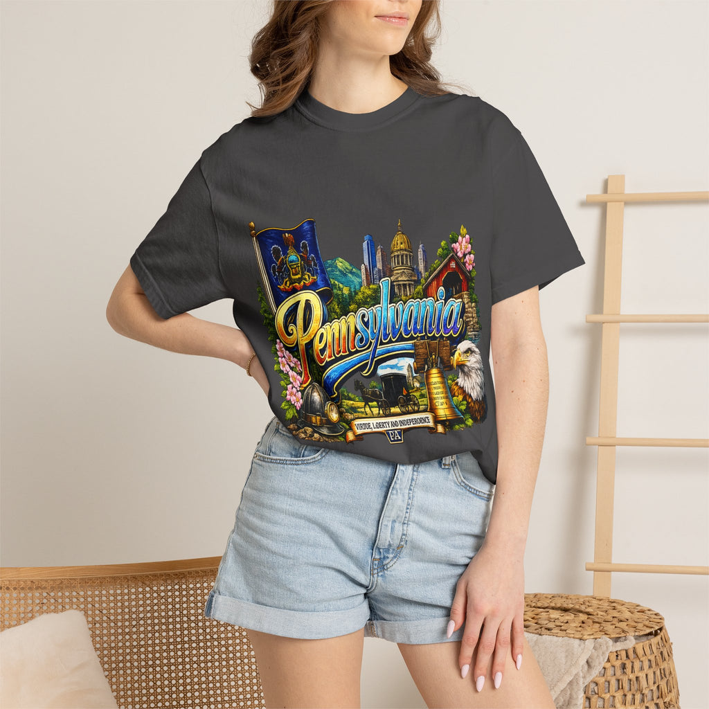 Pennsylvania Vintage Postcard T-Shirt | State Skyline Tee