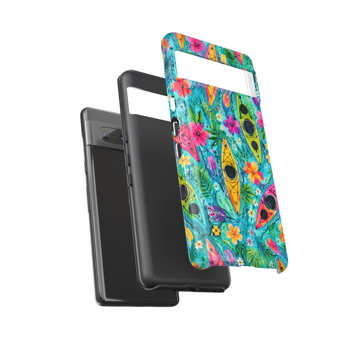 Tropical Kayak Phone Case – Colorful Floral Waterproof Pattern