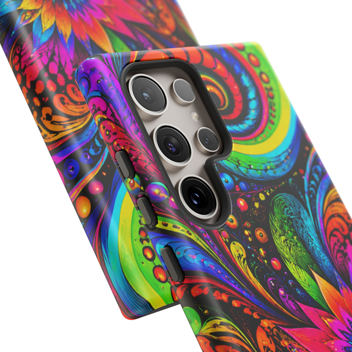 Psychedelic Floral Phone Case — Vibrant Swirl Tough Protective Cover